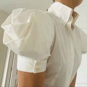 Vintage Alexander McQueen puff sleeved white shirt